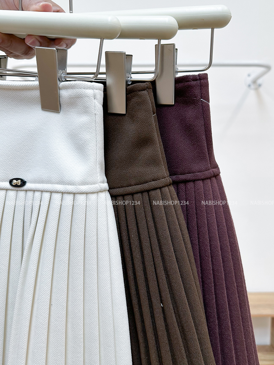 Chân Váy Số 334-M 6920 Ngắn Dạ Xếp Ly Nơ