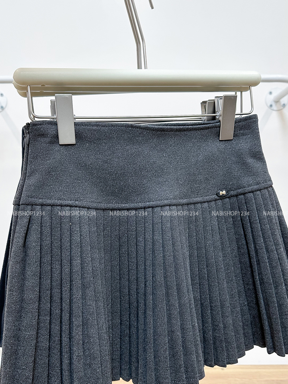 Chân Váy Số 334-M 6920 Ngắn Dạ Xếp Ly Nơ