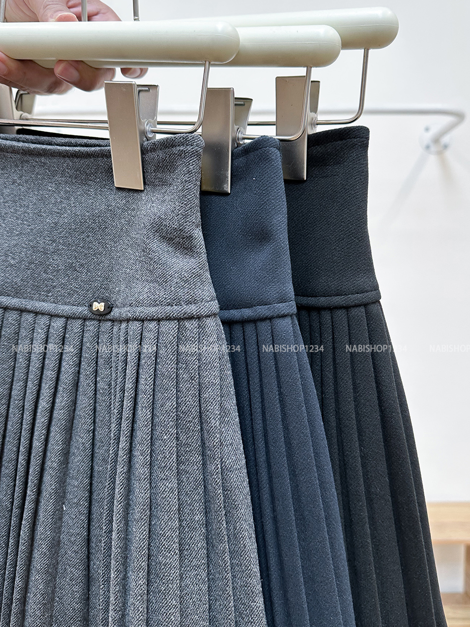 Chân Váy Số 334-M 6920 Ngắn Dạ Xếp Ly Nơ