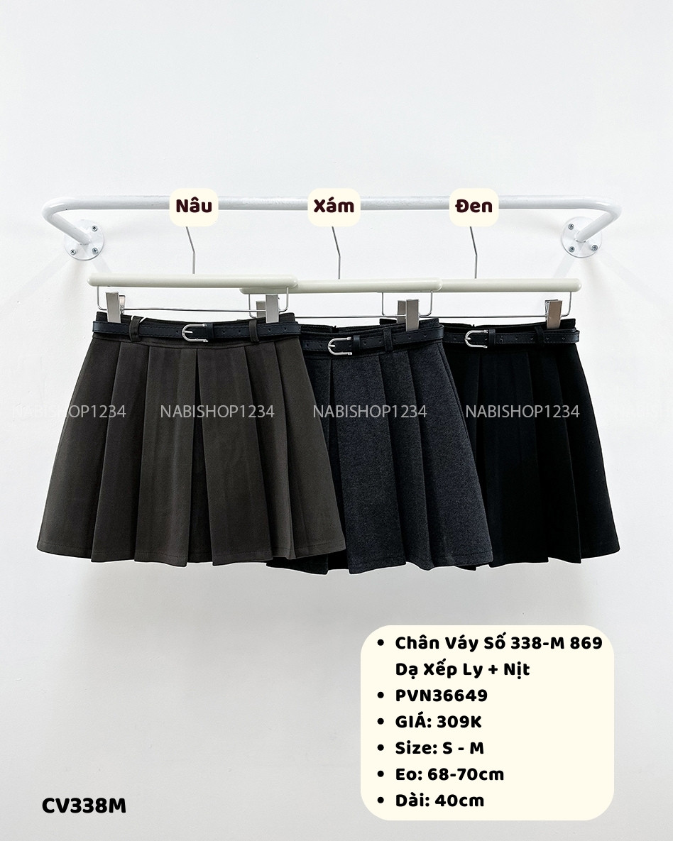 Chân Váy Số 338-M 869 Dạ Xếp Ly + Nịt
