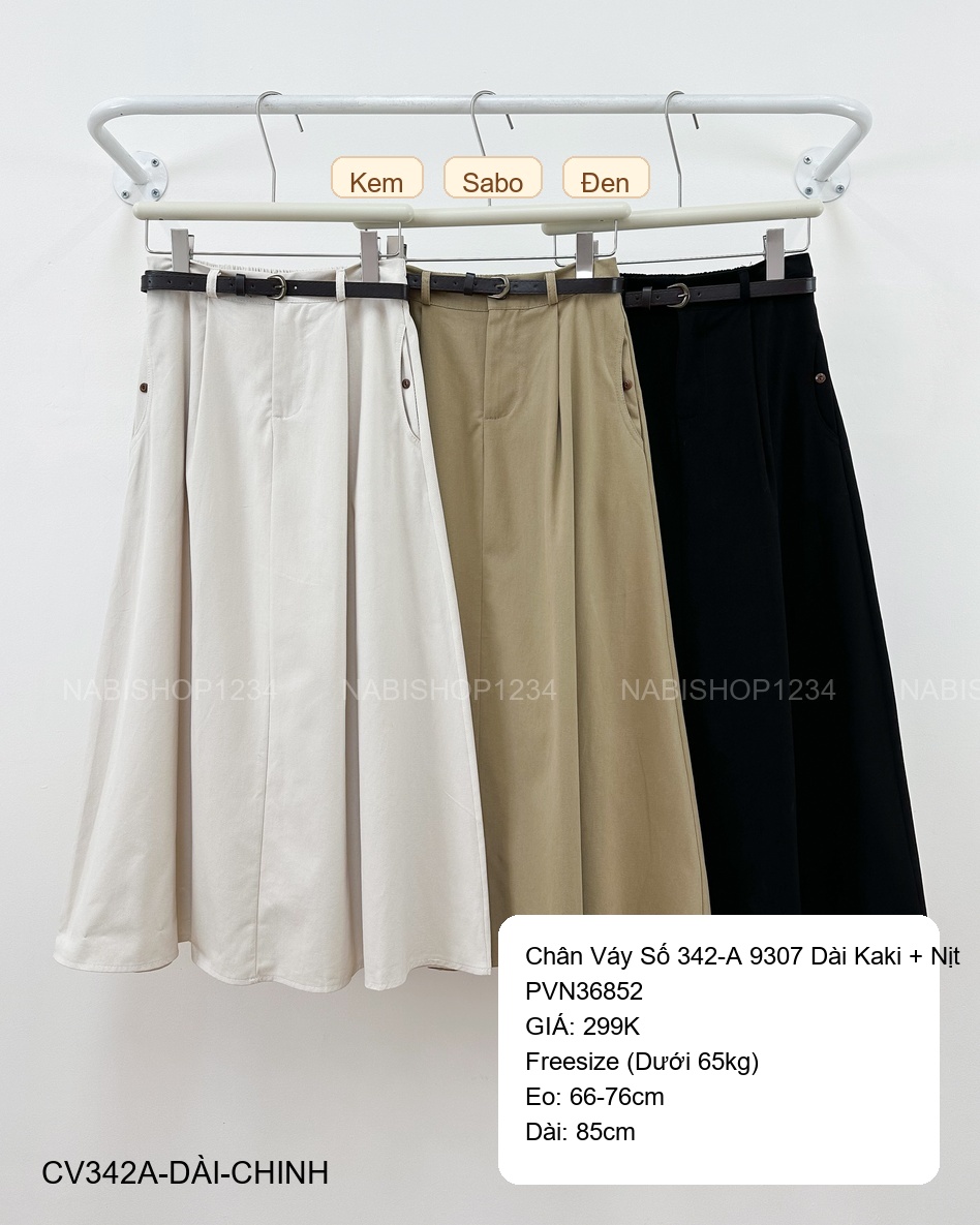 Chân Váy Số 342-A 9307 Dài Kaki + Nịt