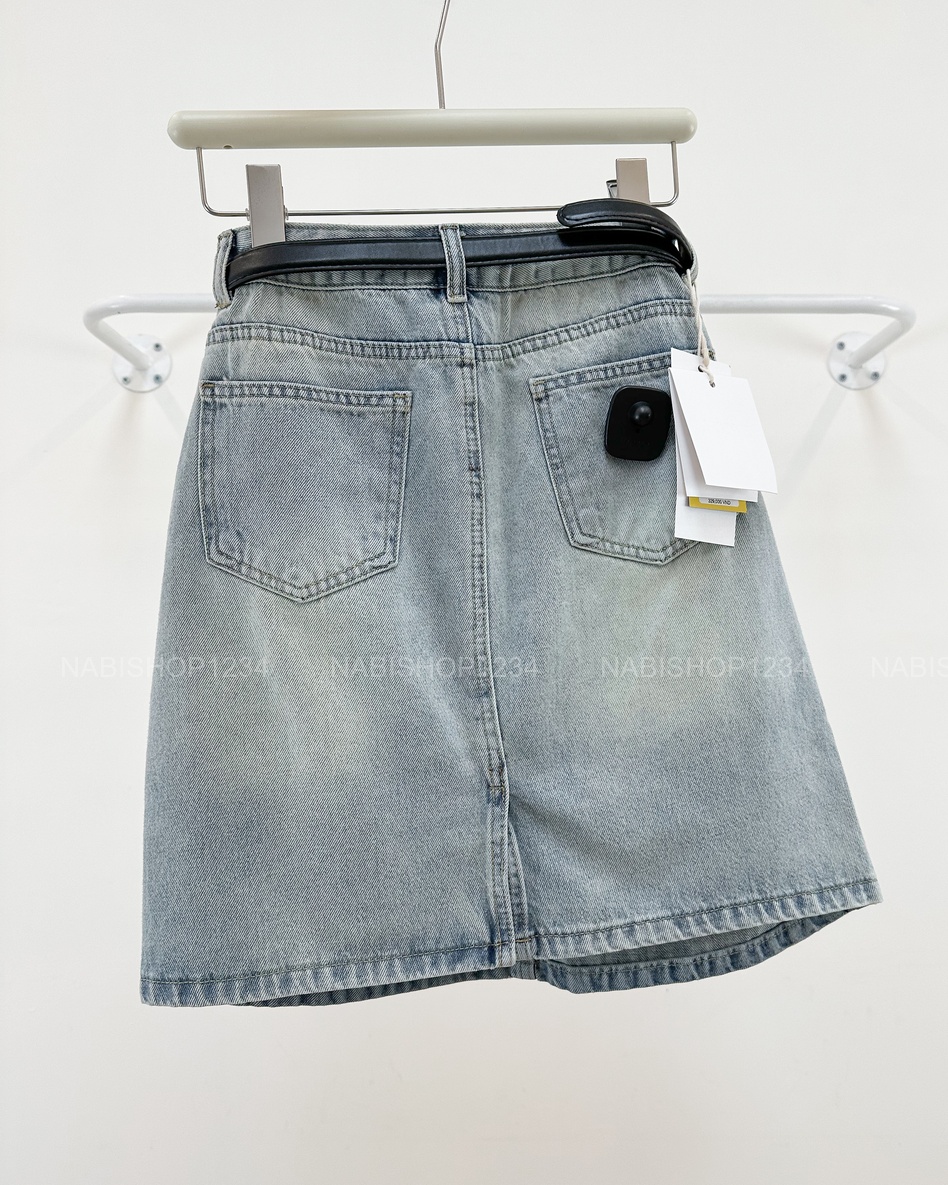 Chân Váy Số 344-B 9168 Lửng Jean Trơn + Nịt