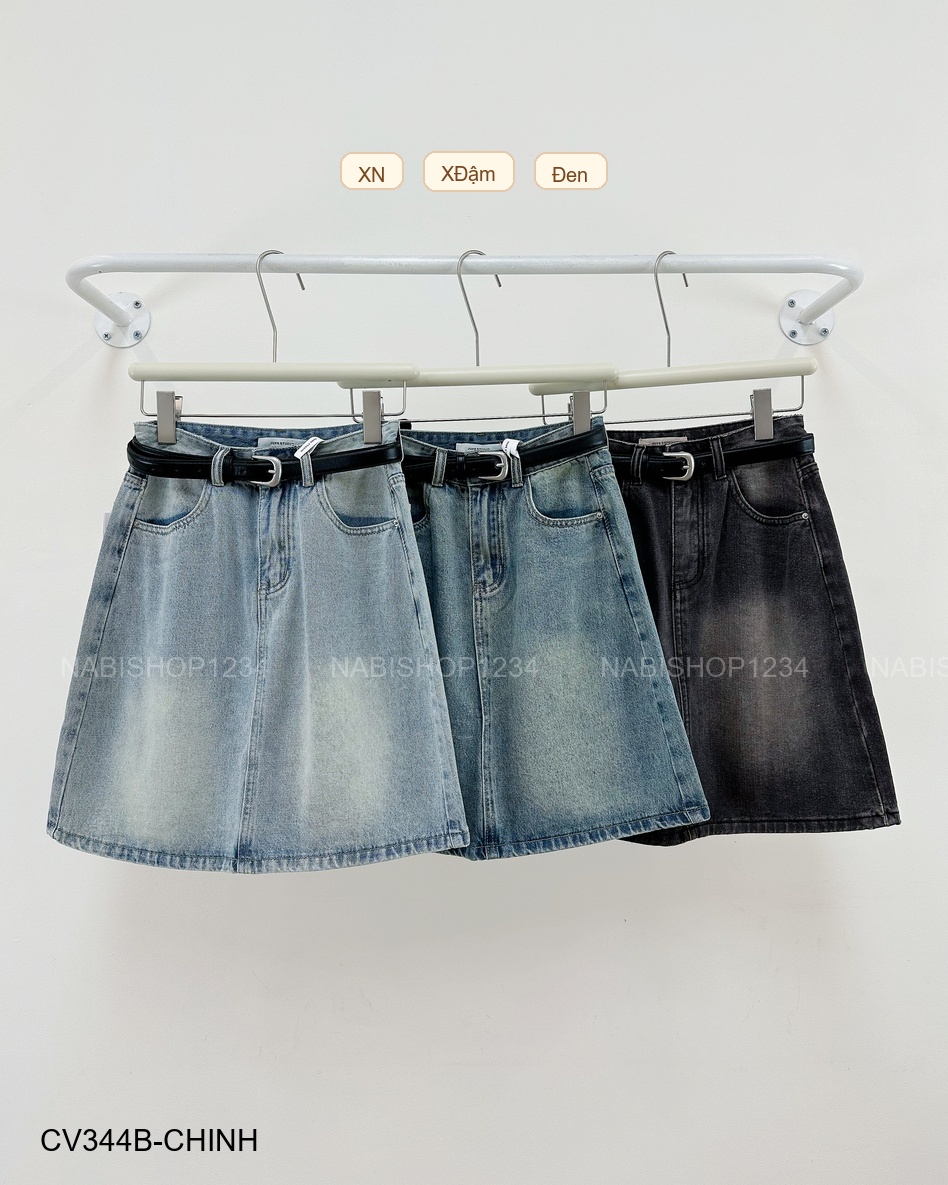 Chân Váy Số 344-B 9168 Lửng Jean Trơn + Nịt