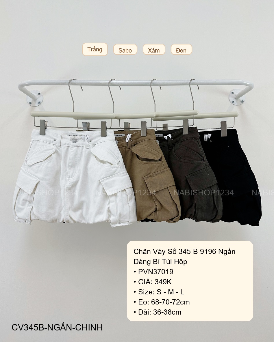 Chân Váy Số 345-B 9196 Ngắn Dáng Bí Túi Hộp