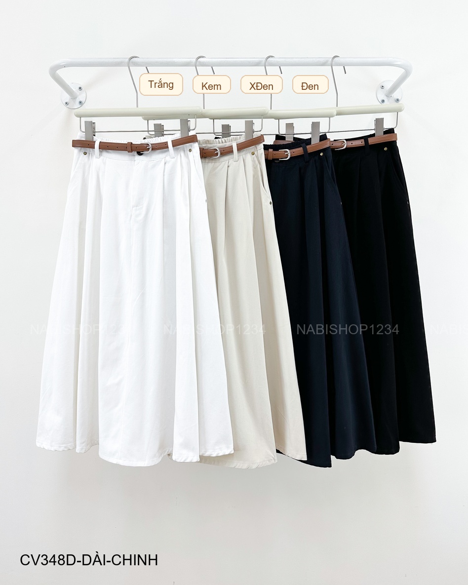 Chân Váy Số 348-D 19023 Dài LT Sau Túi Khuy+Nịt