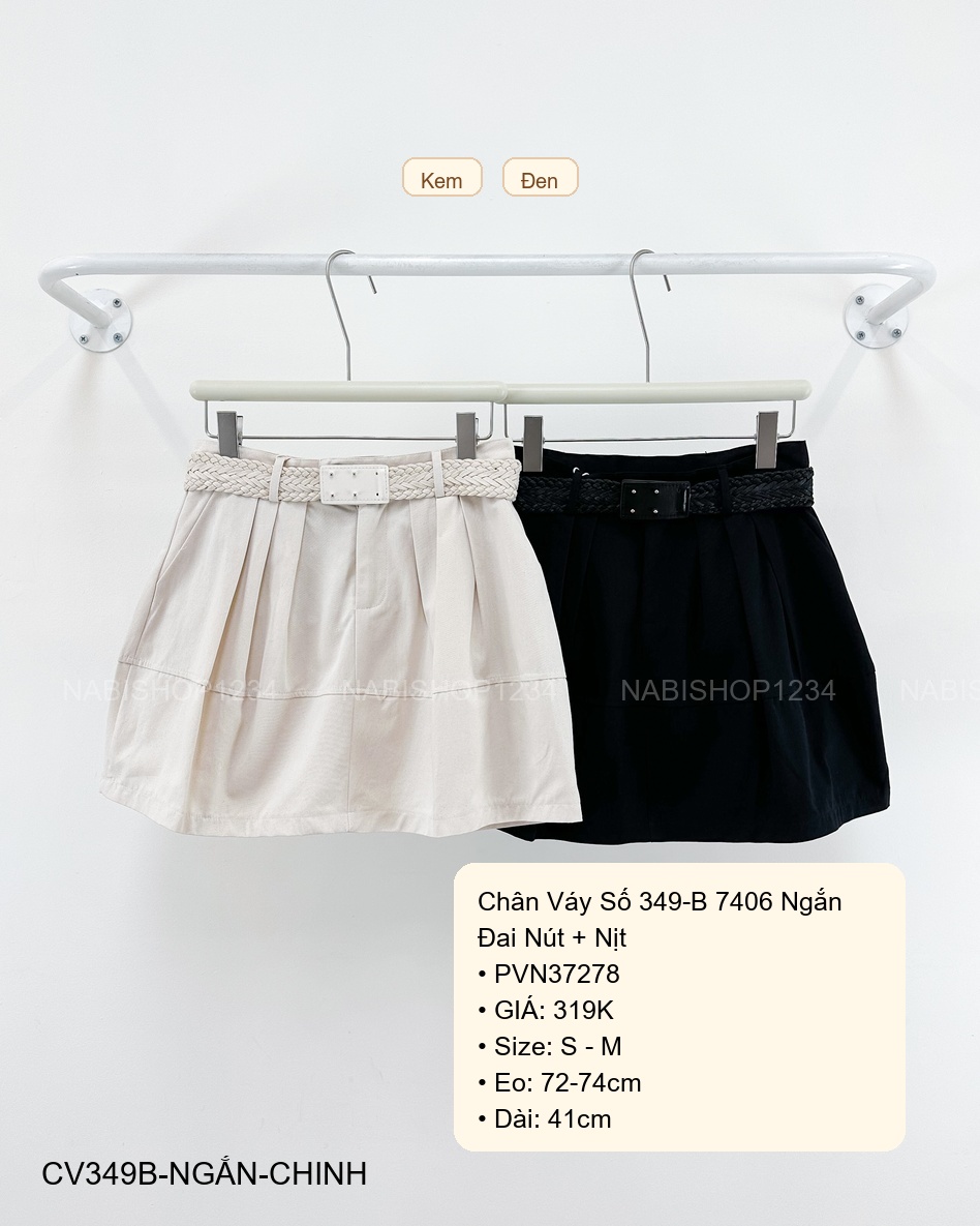 Chân Váy Số 349-B 7406 Ngắn Đai Nút + Nịt