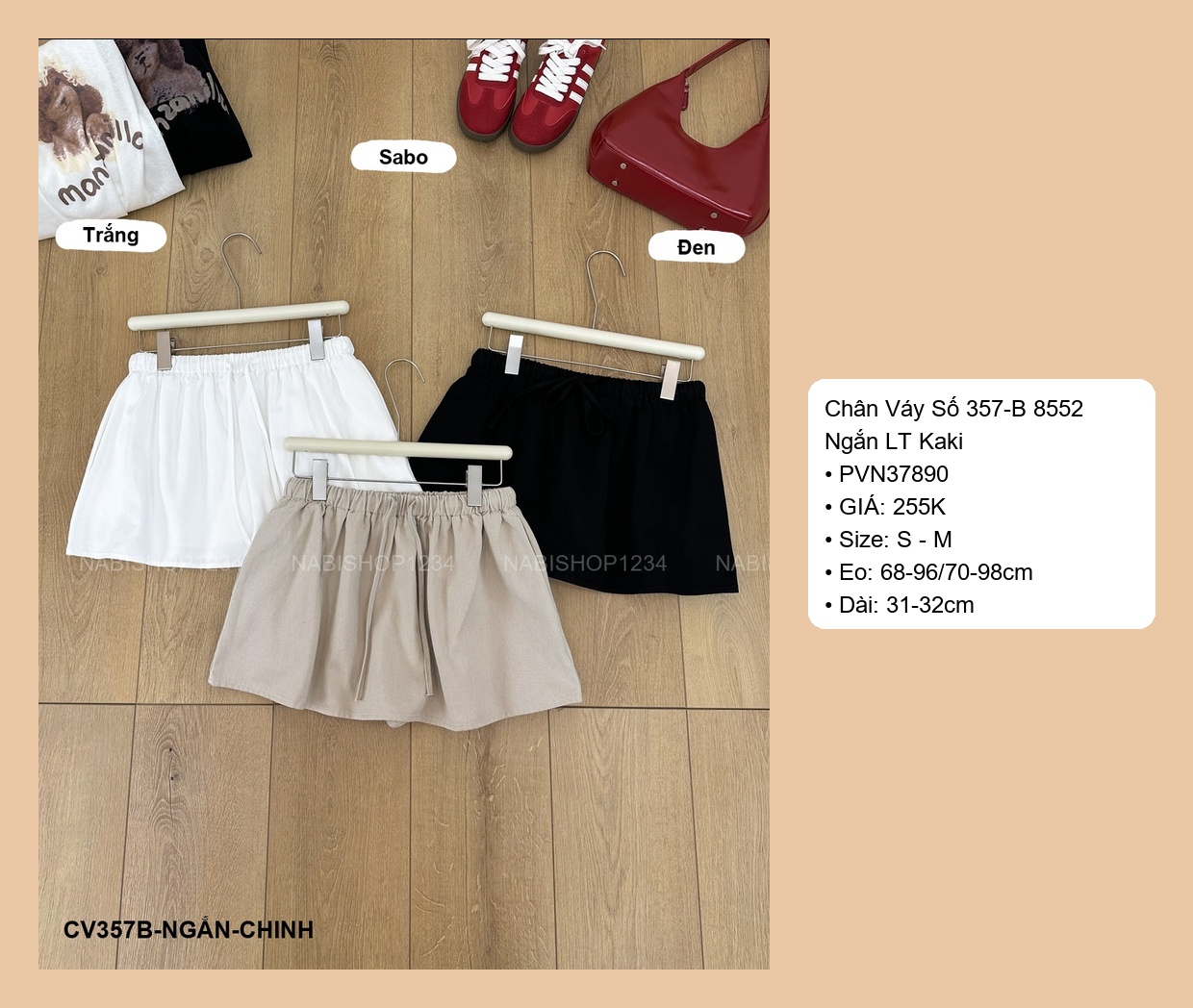 Chân Váy Số 357-B 8552 Ngắn LT Kaki