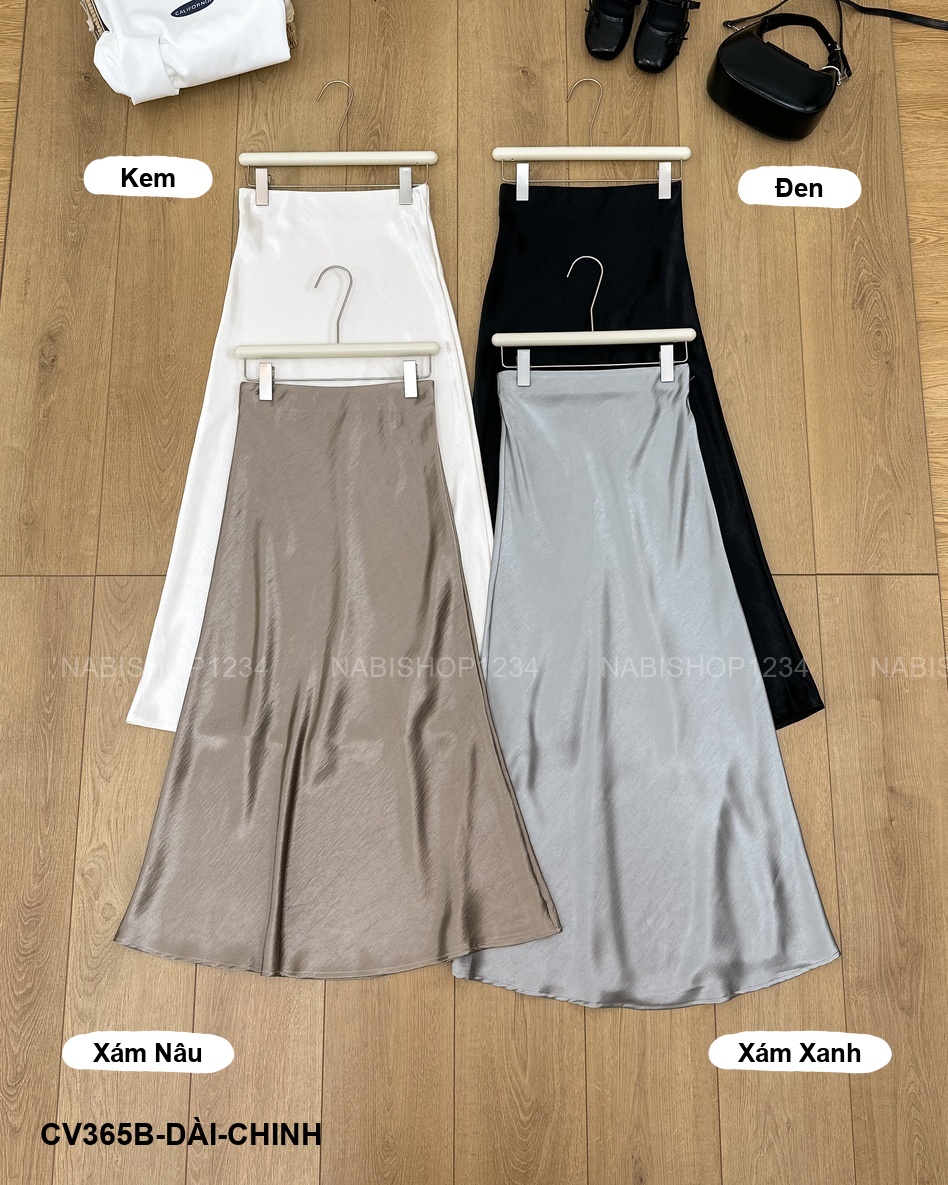 Chân Váy Số 365-B 9916 Dài Lụa Trơn