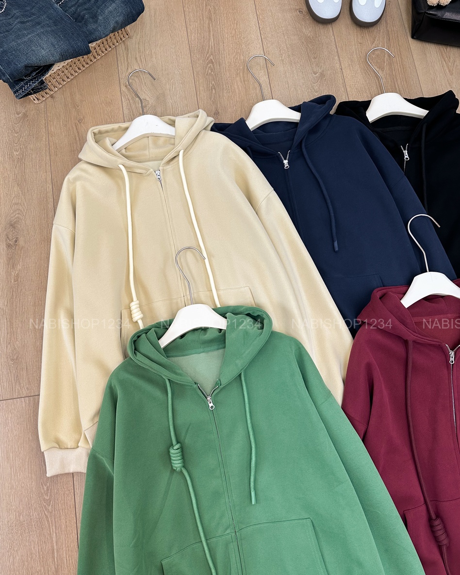 G30K Áo Khoác Số 310-D 353 Hoodie Zip Trơn Tay Phồng