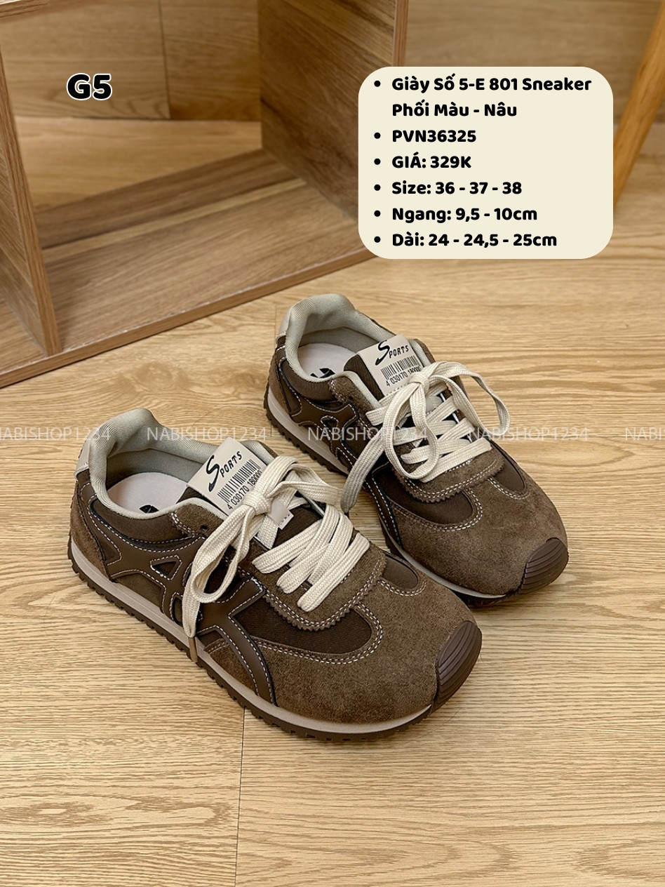 Giày Số 5-E 801 Sneaker Phối Màu