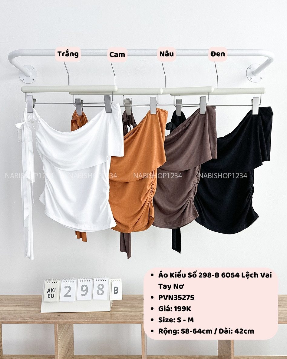 Áo Kiểu Số 298-B 6054 Lệch Vai Tay Nơ