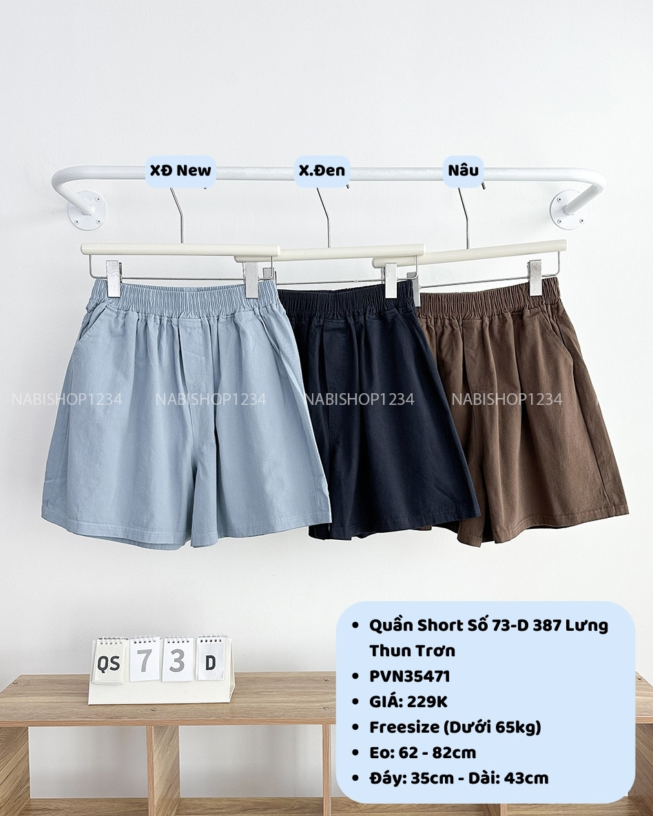 Quần Short Số 73-D 387 Lưng Thun Trơn
