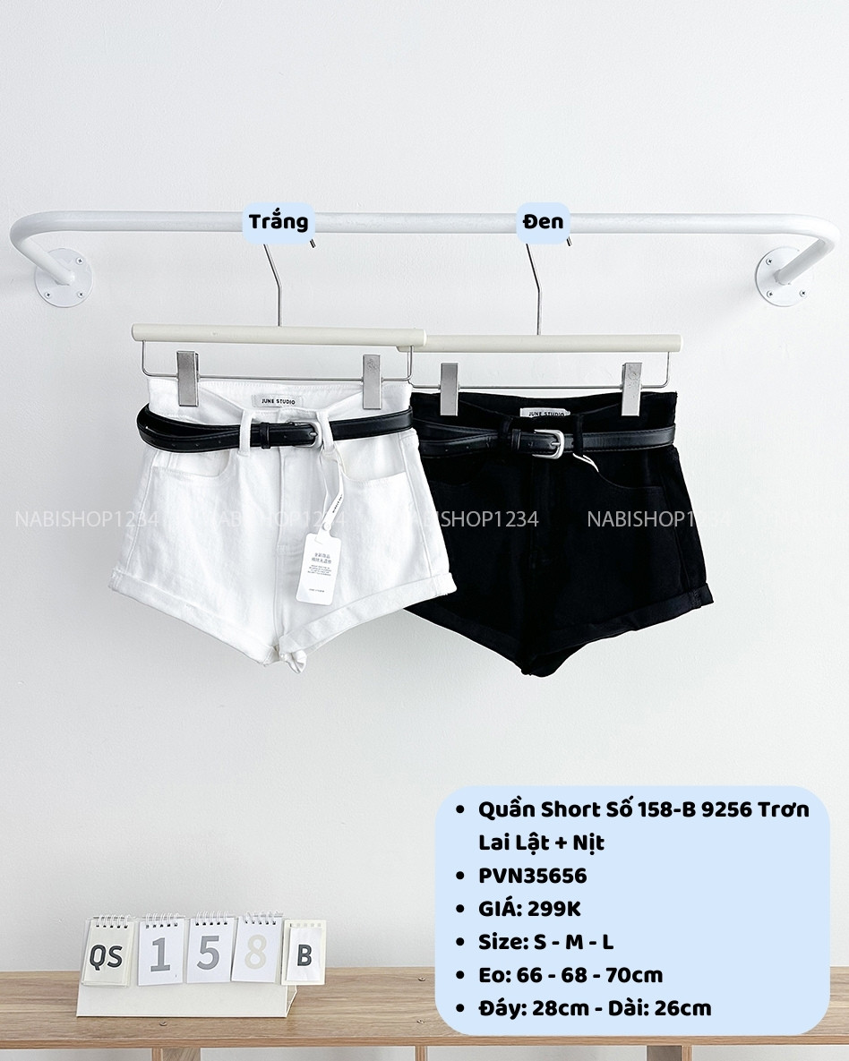 Quần Short Số 158-B 9256 Trơn Lai Lật + Nịt