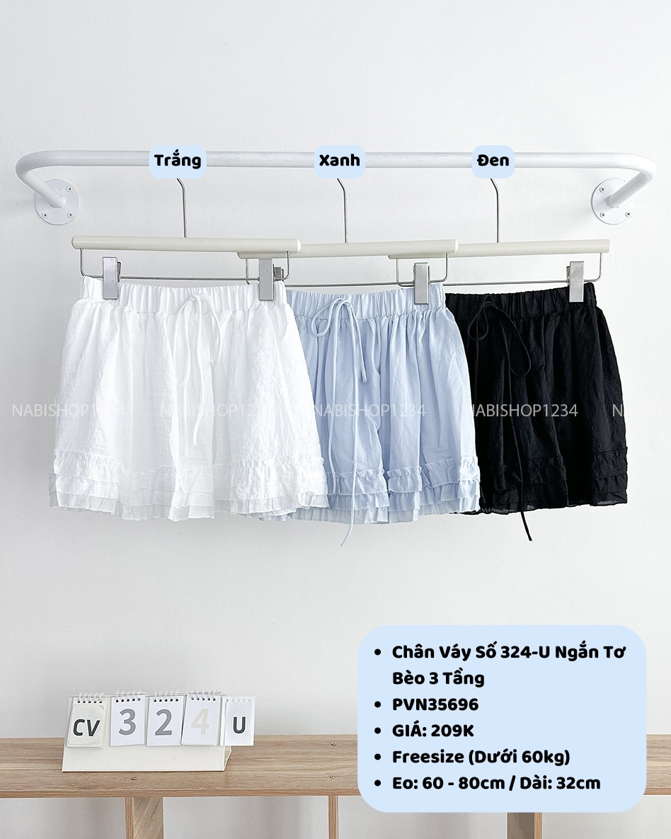 Chân Váy Số 324-U Ngắn Tơ Bèo 3 Tầng