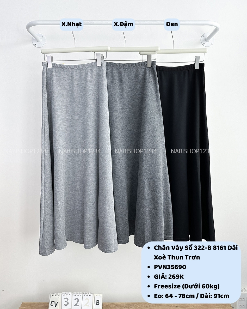 Chân Váy Số 322-B 8161 Dài Xoè Thun Trơn