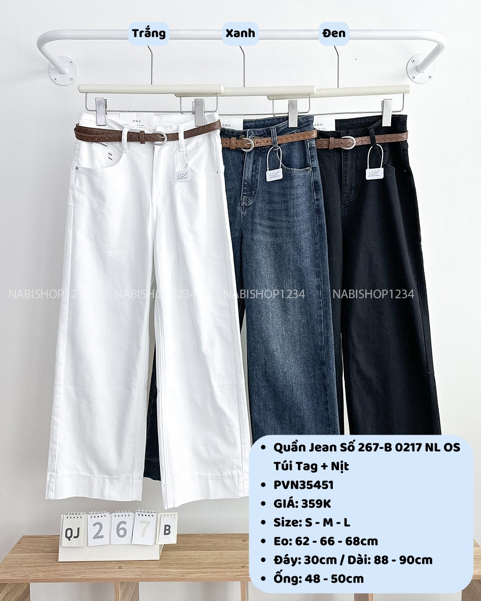 Quần Jean Số 267-B 0217 NL OS Túi Tag + Nịt