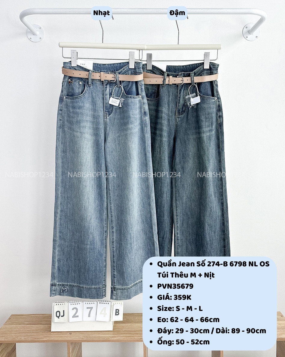 Quần Jean Số 274-B 6798 NL OS Túi Thêu M+Nịt