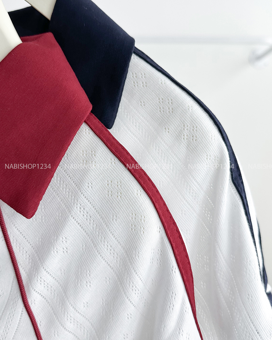 Áo Thun Số 259-B 8224 Polo Tay Viền Thêu Hoa