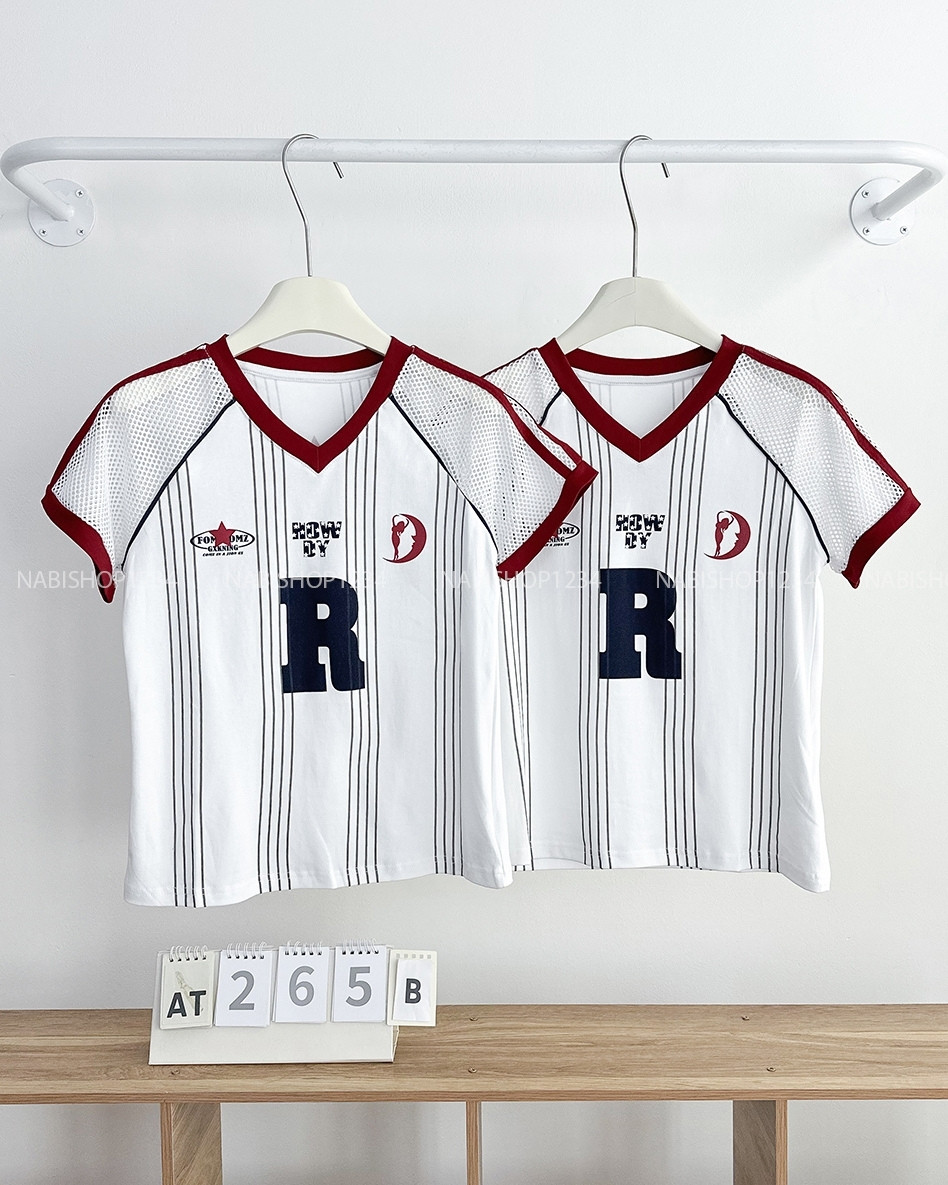 Áo Thun Số 265-B 3508 Cổ Tim Tay Lưới R