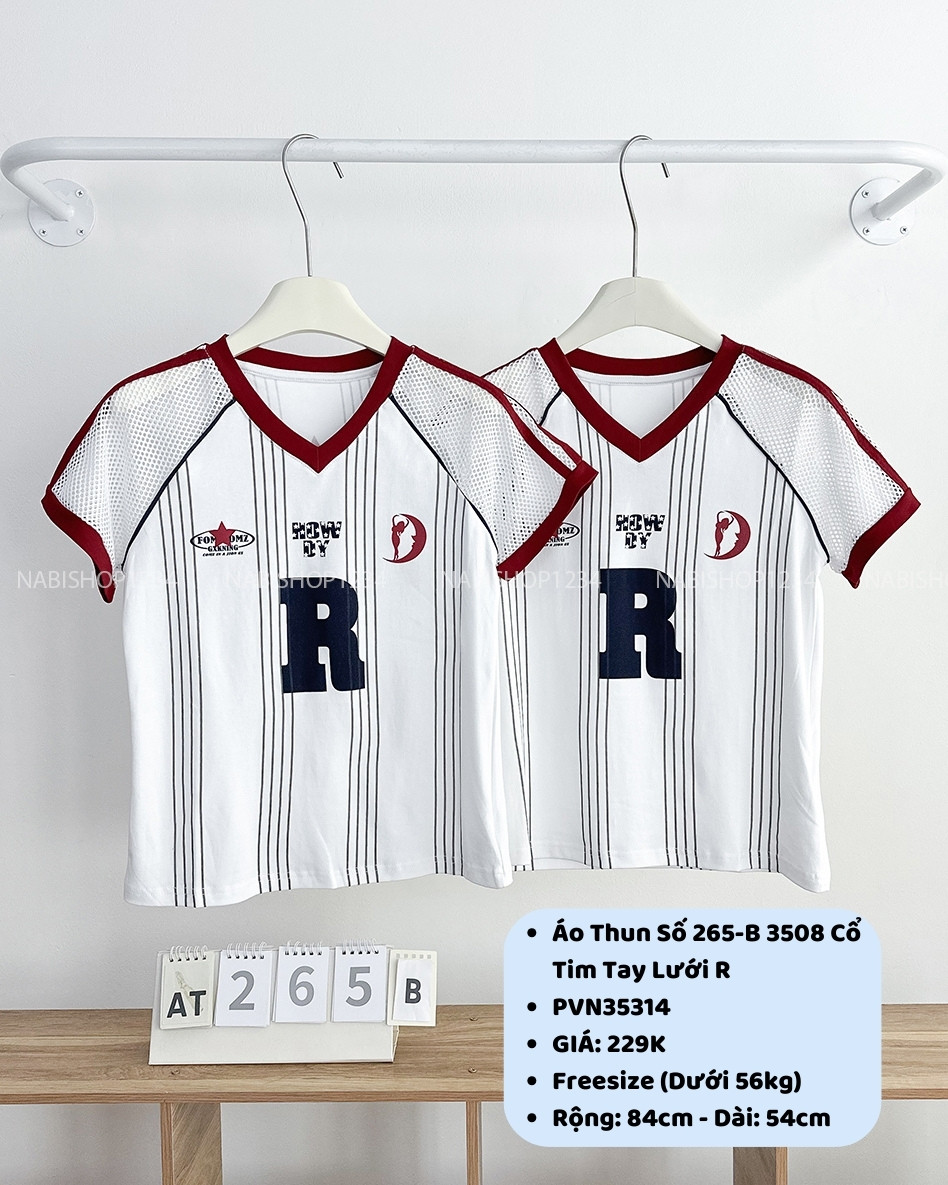 Áo Thun Số 265-B 3508 Cổ Tim Tay Lưới R