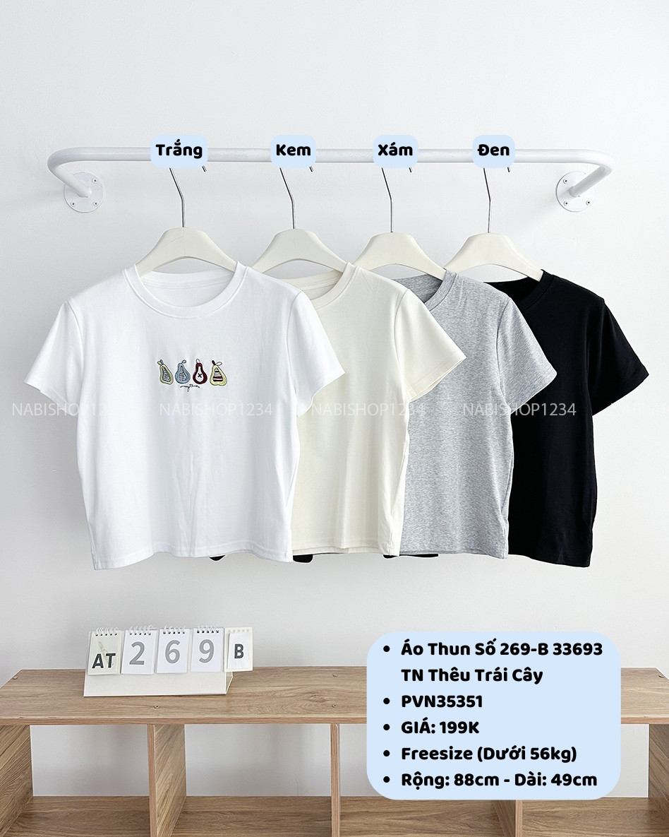 Áo Thun Số 269-B 33693 TN Thêu Trái Cây