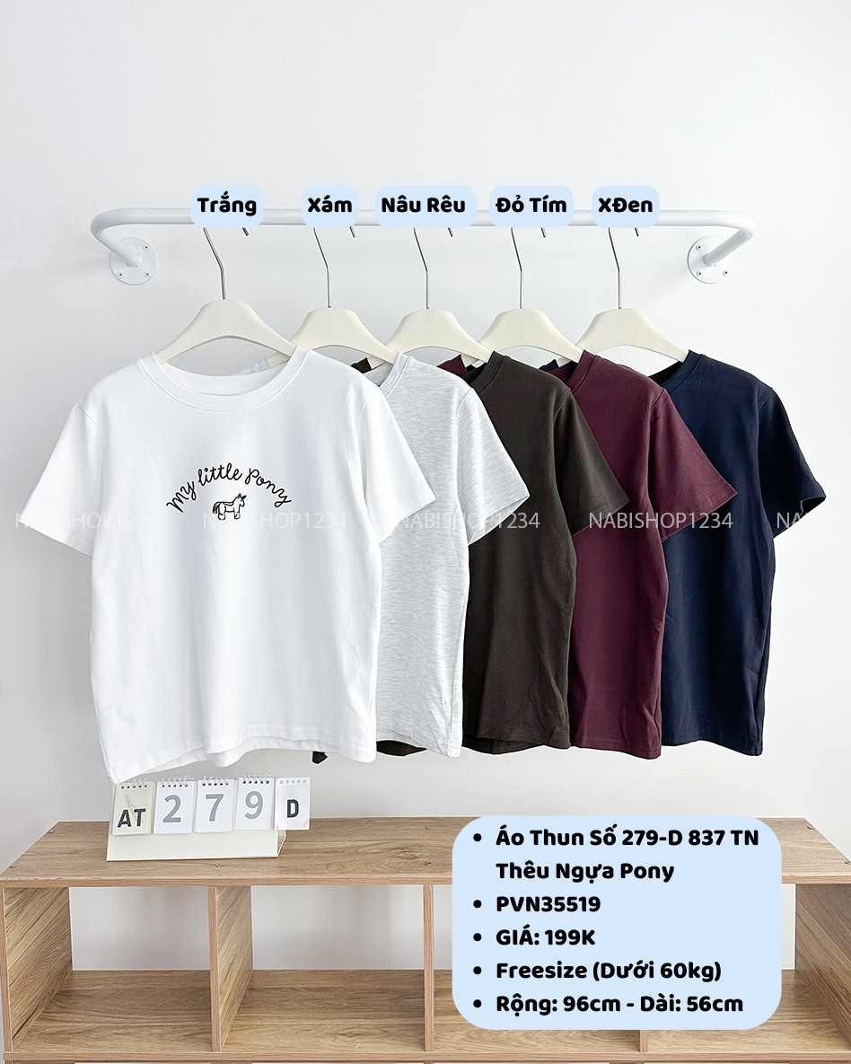 Áo Thun Số 279-D 837 TN Thêu Ngựa Pony