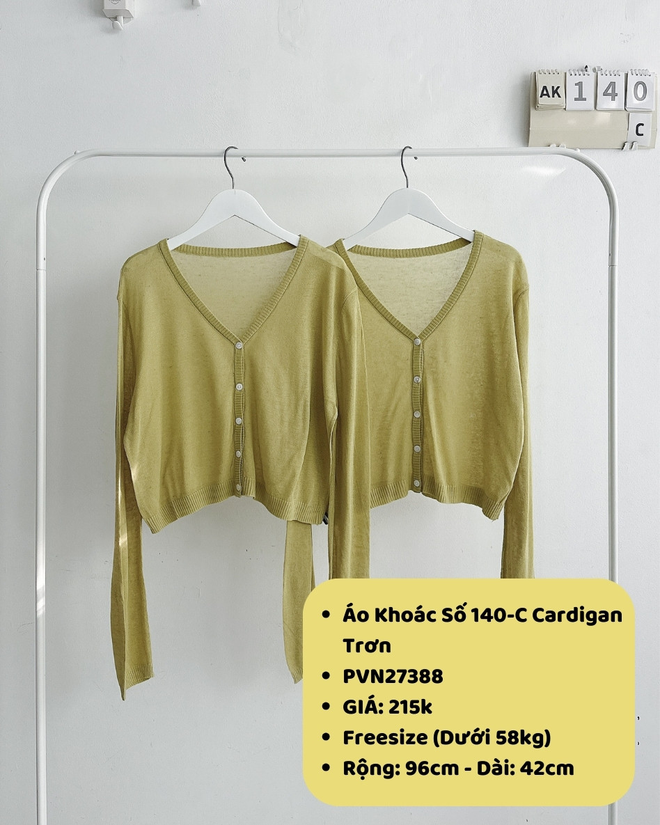 (S20%) Áo Khoác Số 140-C Cardigan Trơn