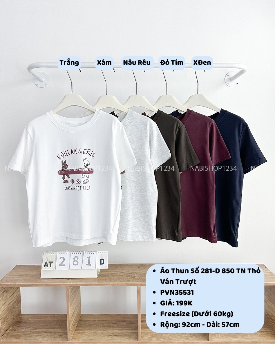 Áo Thun Số 281-D 850 TN Thỏ Ván Trượt