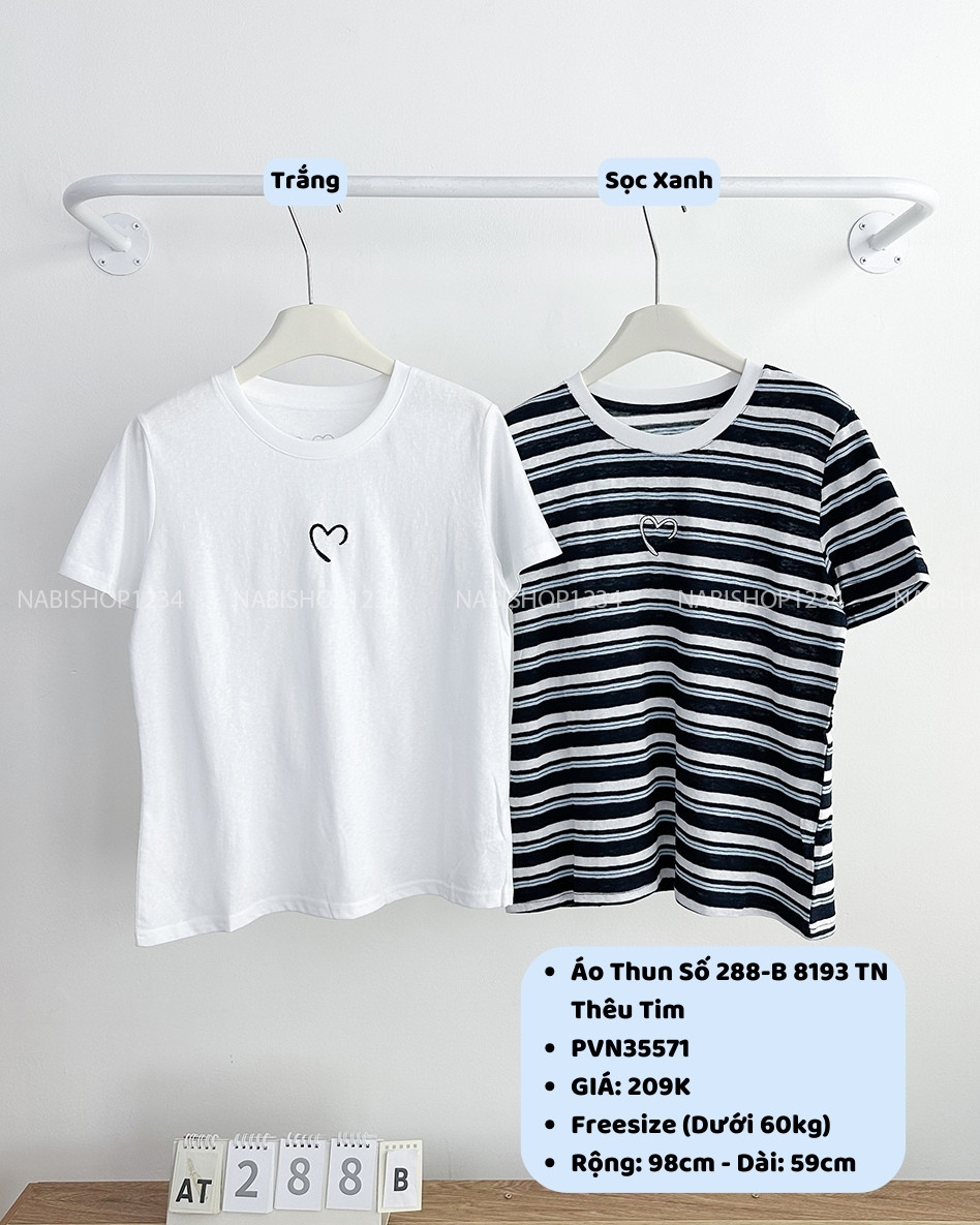 Áo Thun Số 288-B 8193 TN Thêu Tim