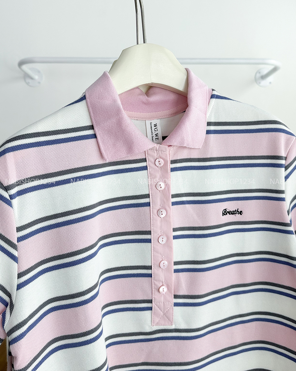 Áo thun Số 257-B 6397 TN Polo Kẻ Chữ Breathe