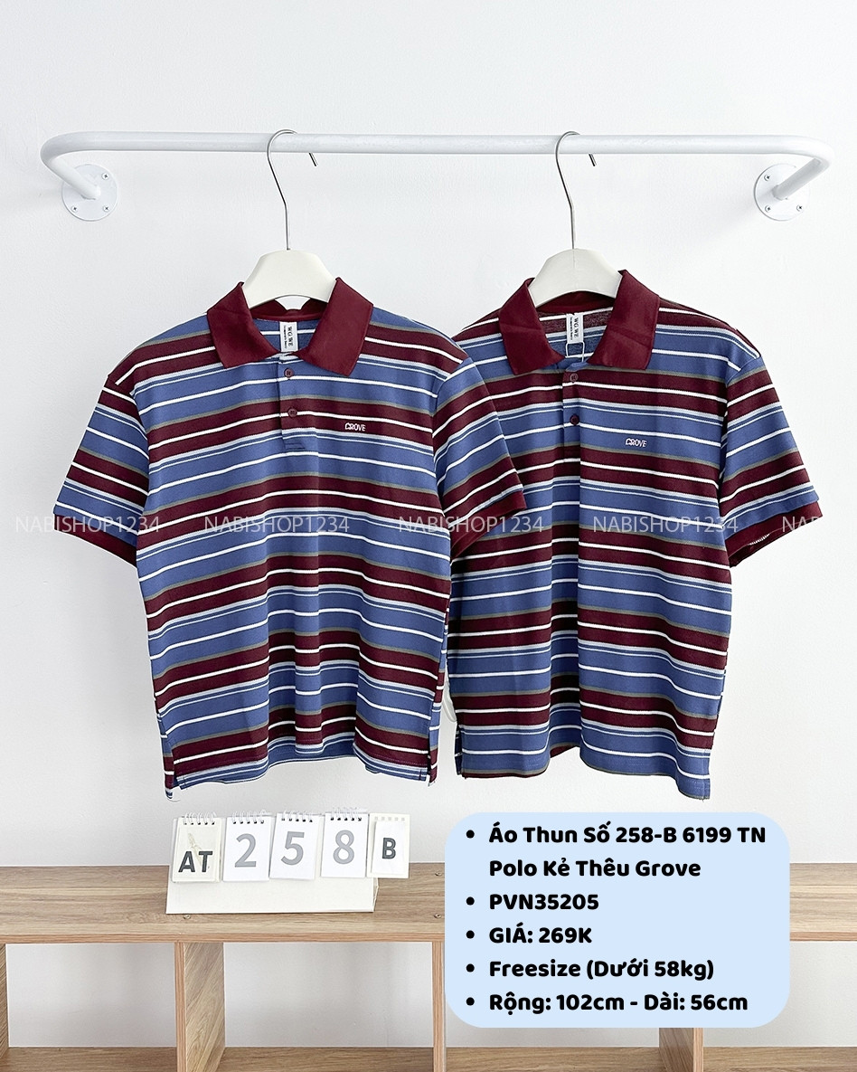 Áo Thun Số 258-B 6199 TN Polo Kẻ Thêu Grove