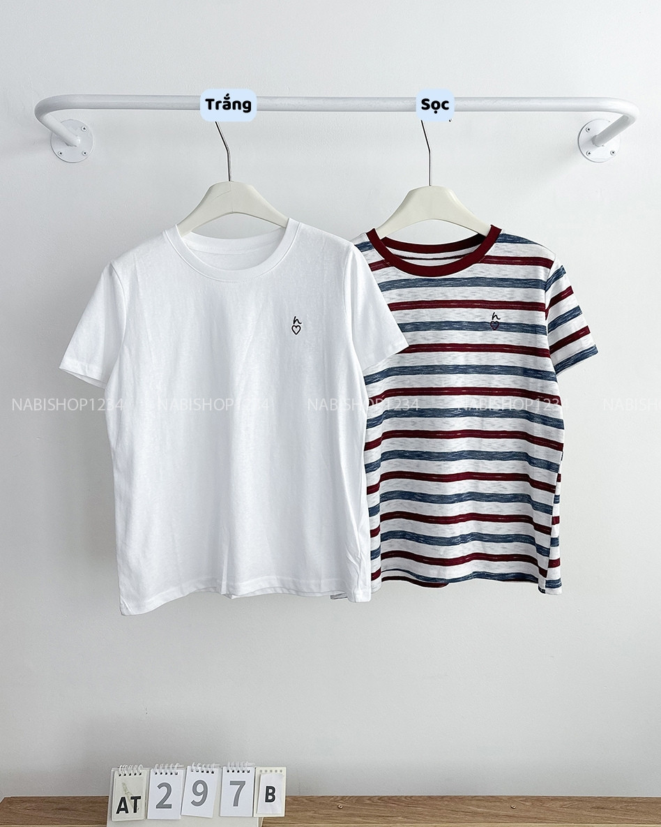 Áo Thun Số 297-B 8194 TN Thêu Tim Nhỏ