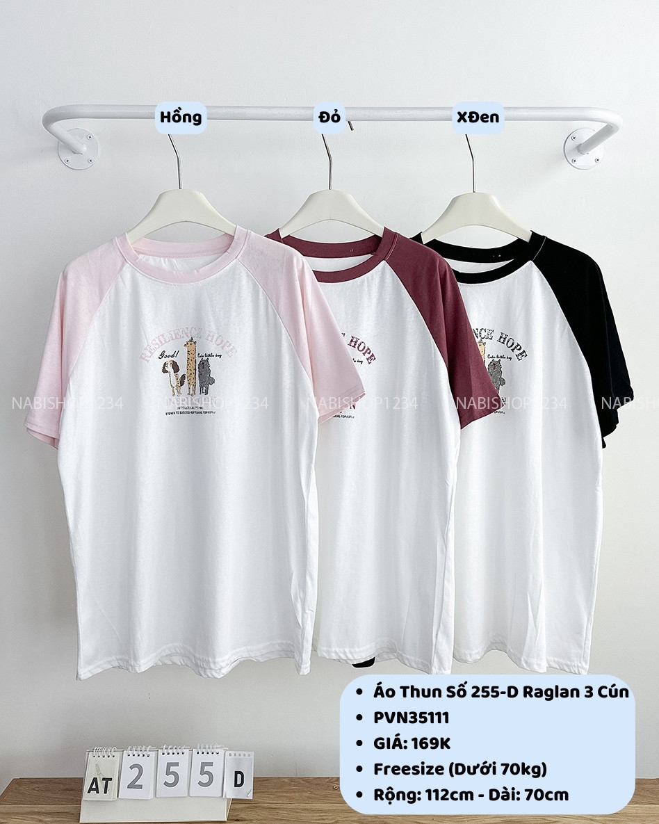 Áo Thun Số 255-D 6025 TN Raglan 3 Cún
