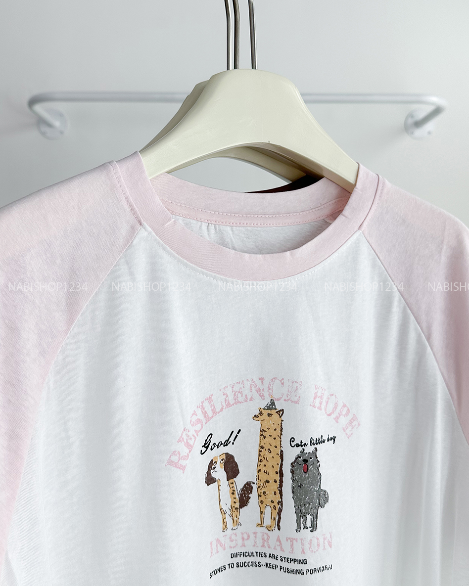 Áo Thun Số 255-D 6025 TN Raglan 3 Cún