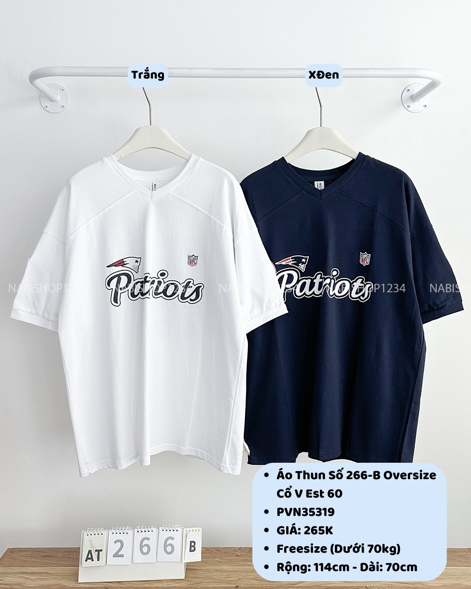 Áo Thun Số 266-B 3880 Oversize Cổ V Est 60