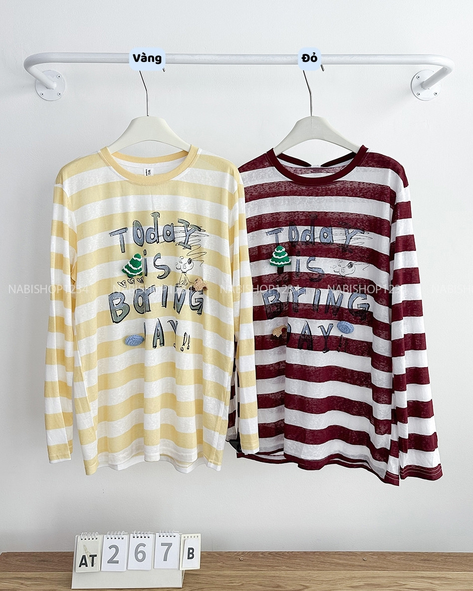 Áo Thun Số 267-B 6313 TD Kẻ Today+3 Sticker