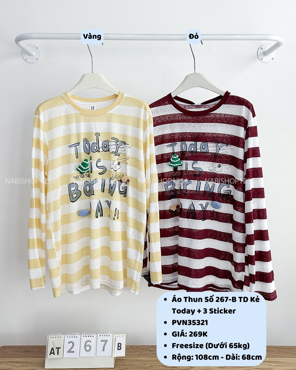 Áo Thun Số 267-B 6313 TD Kẻ Today+3 Sticker