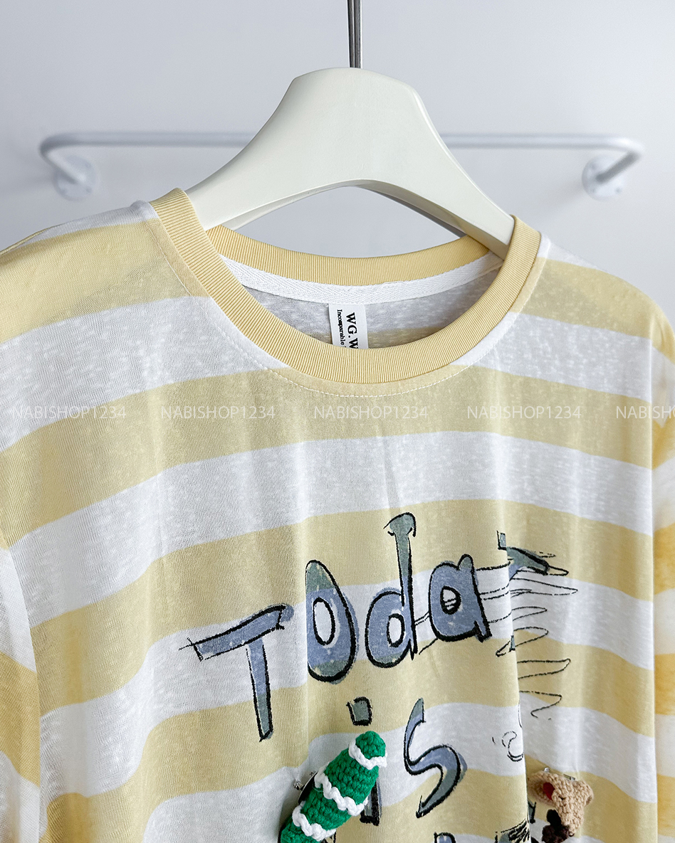 Áo Thun Số 267-B 6313 TD Kẻ Today+3 Sticker