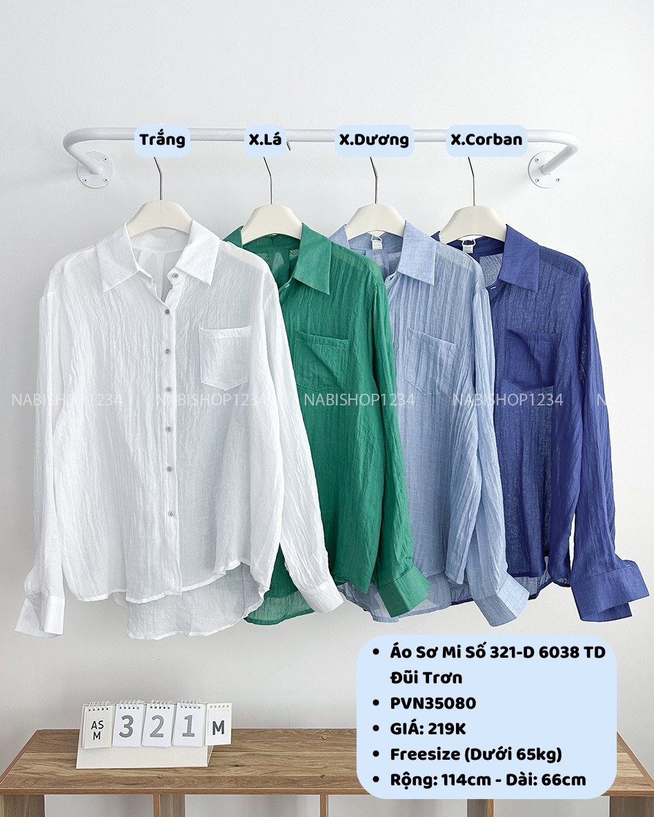 Áo Sơ Mi Số 321-D 6038 TD Đũi Trơn