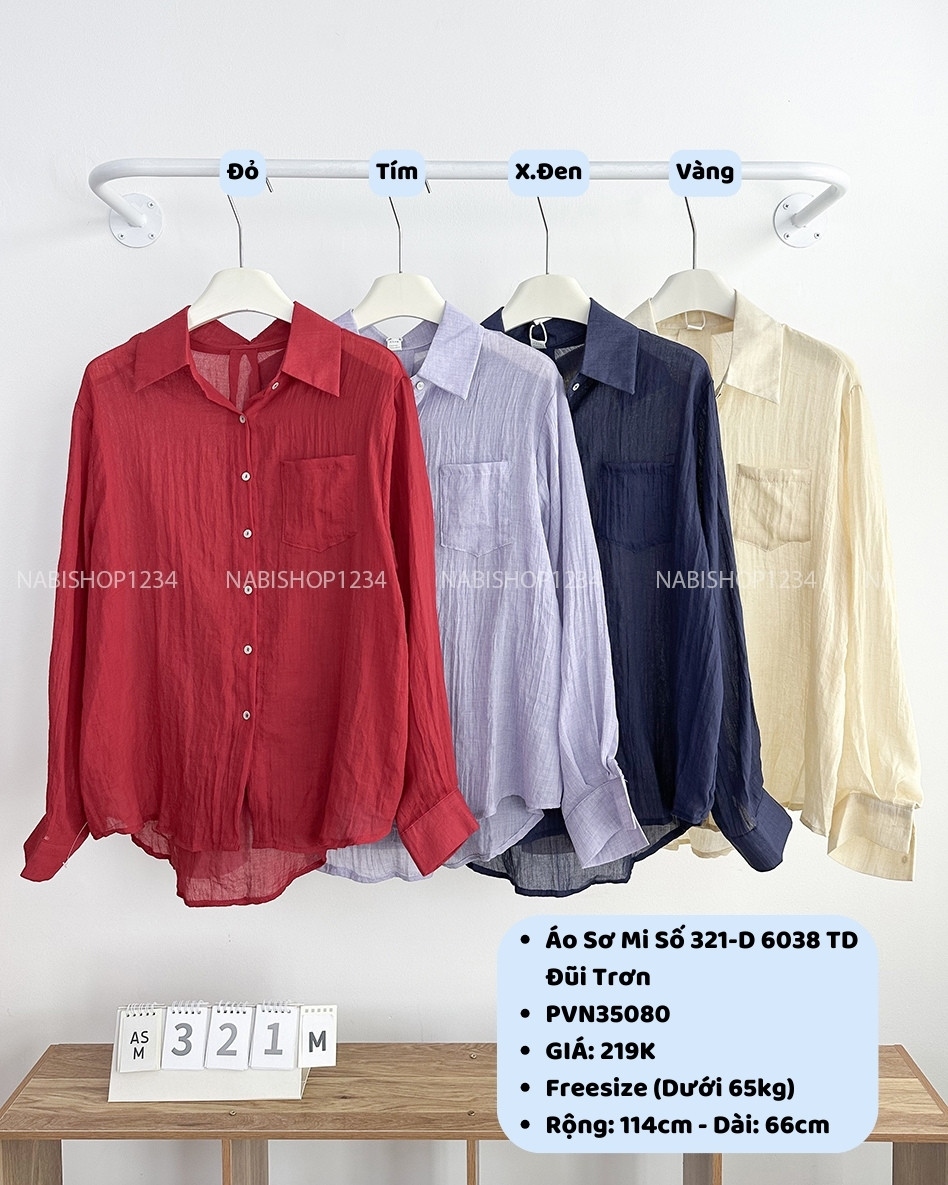 Áo Sơ Mi Số 321-D 6038 TD Đũi Trơn