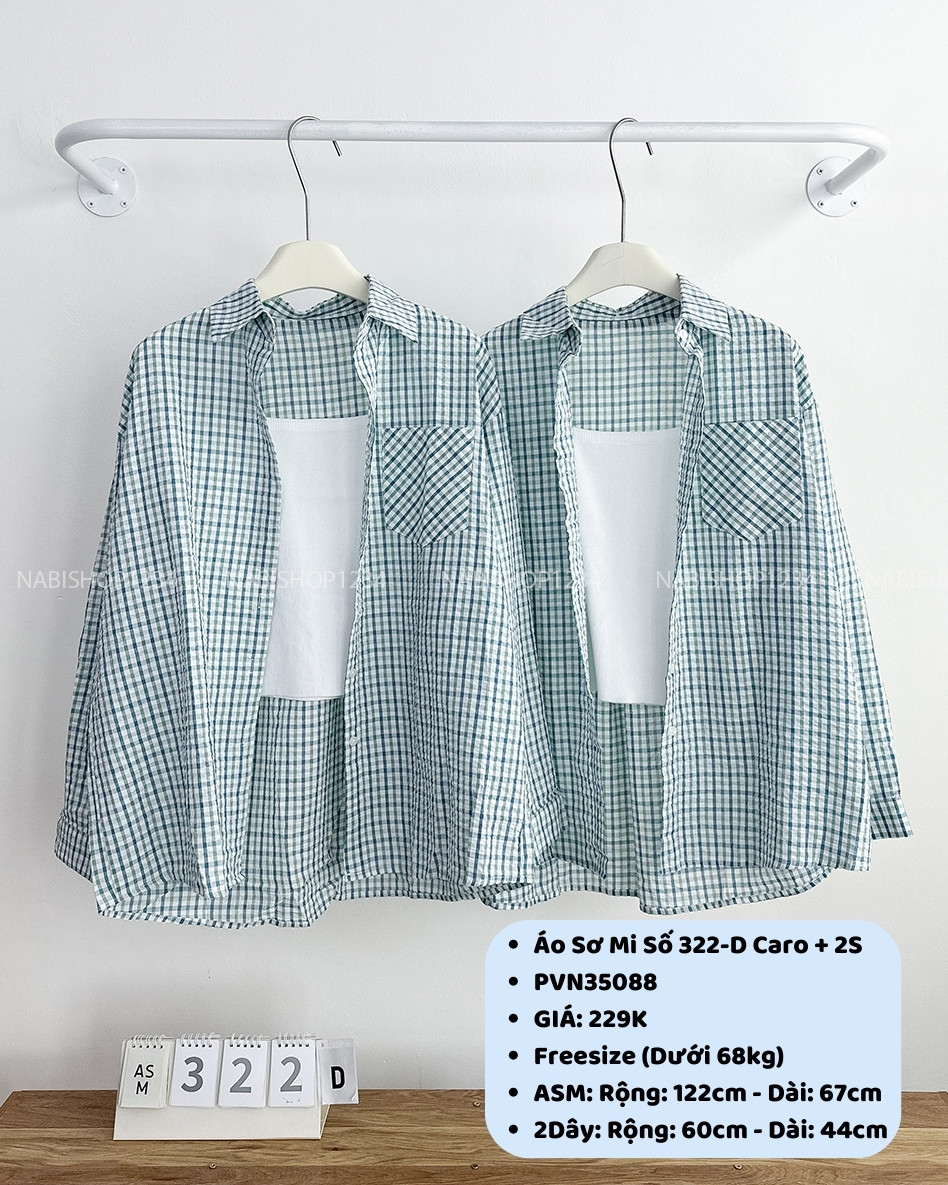Áo Sơ Mi Số 322-D 6025 TD Caro + 2 Dây