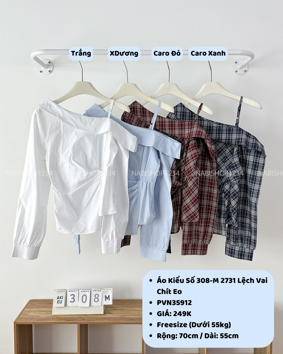 Áo Kiểu Số 308-M 2731 Lệch Vai Chít Eo