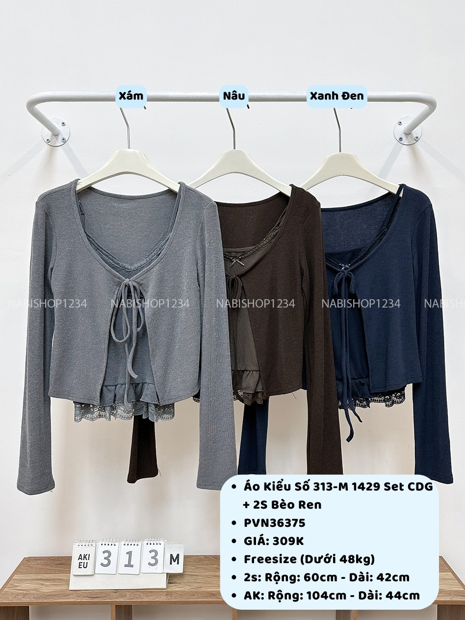 Áo Kiểu Số 313-M 1429 Set CDG+2S Bèo Ren