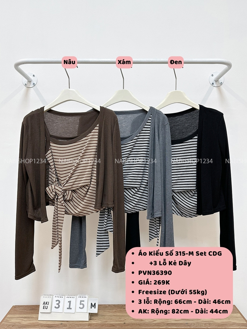 Áo Kiểu Số 315-M 1522 Set CDG+3 Lỗ Kẻ Dây