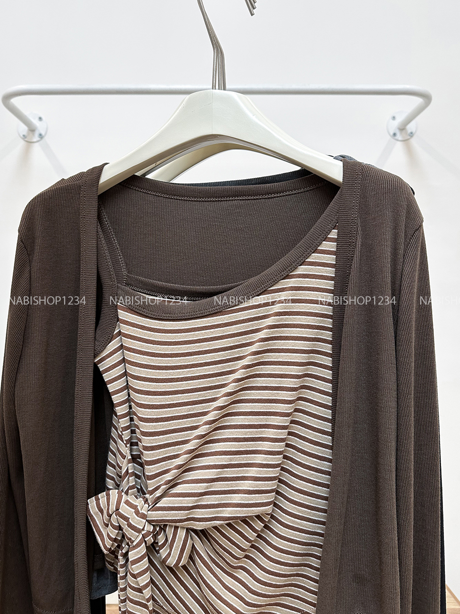 Áo Kiểu Số 315-M 1522 Set CDG+3 Lỗ Kẻ Dây