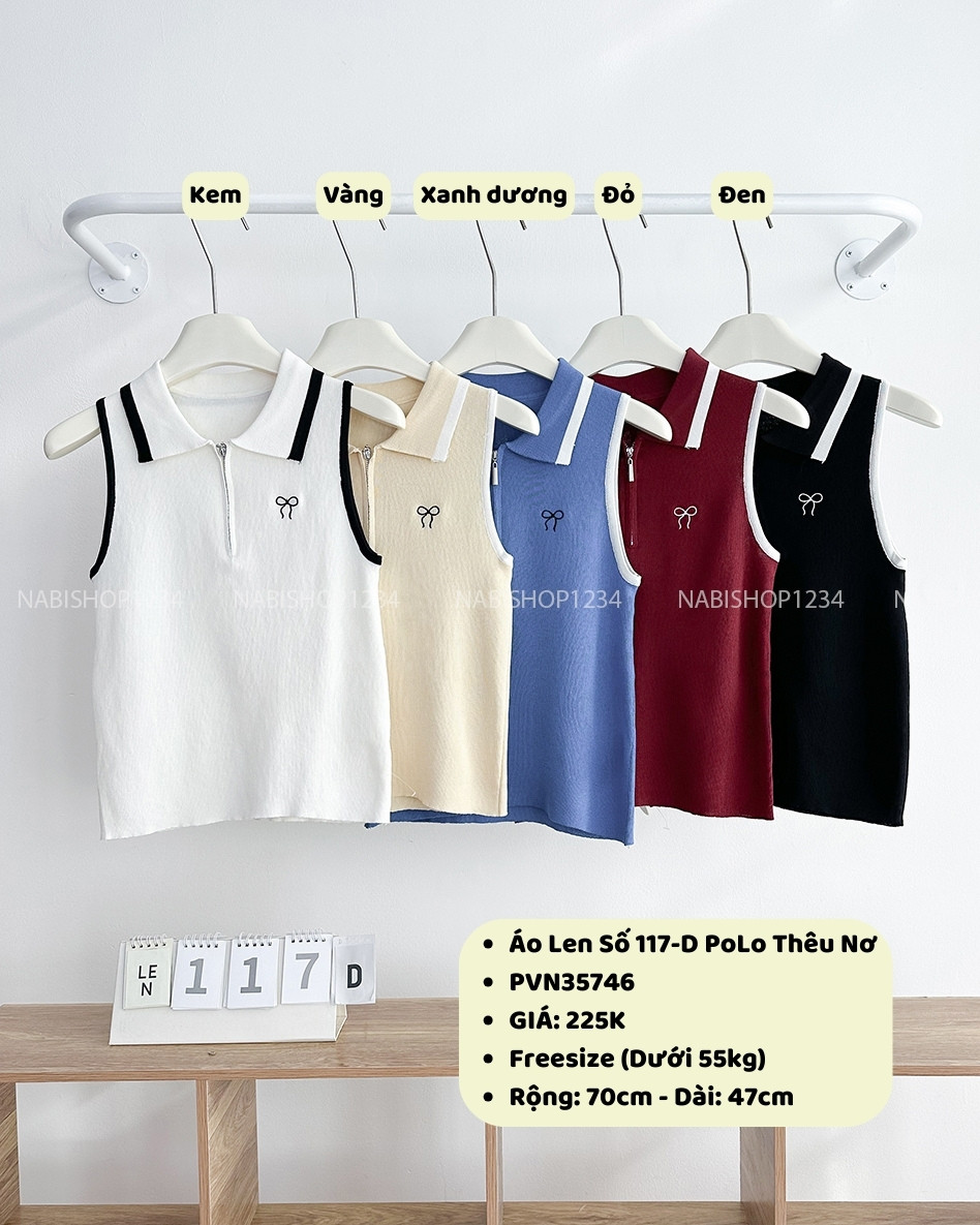 Áo Len Số 117-D PoLo SN Thêu Nơ