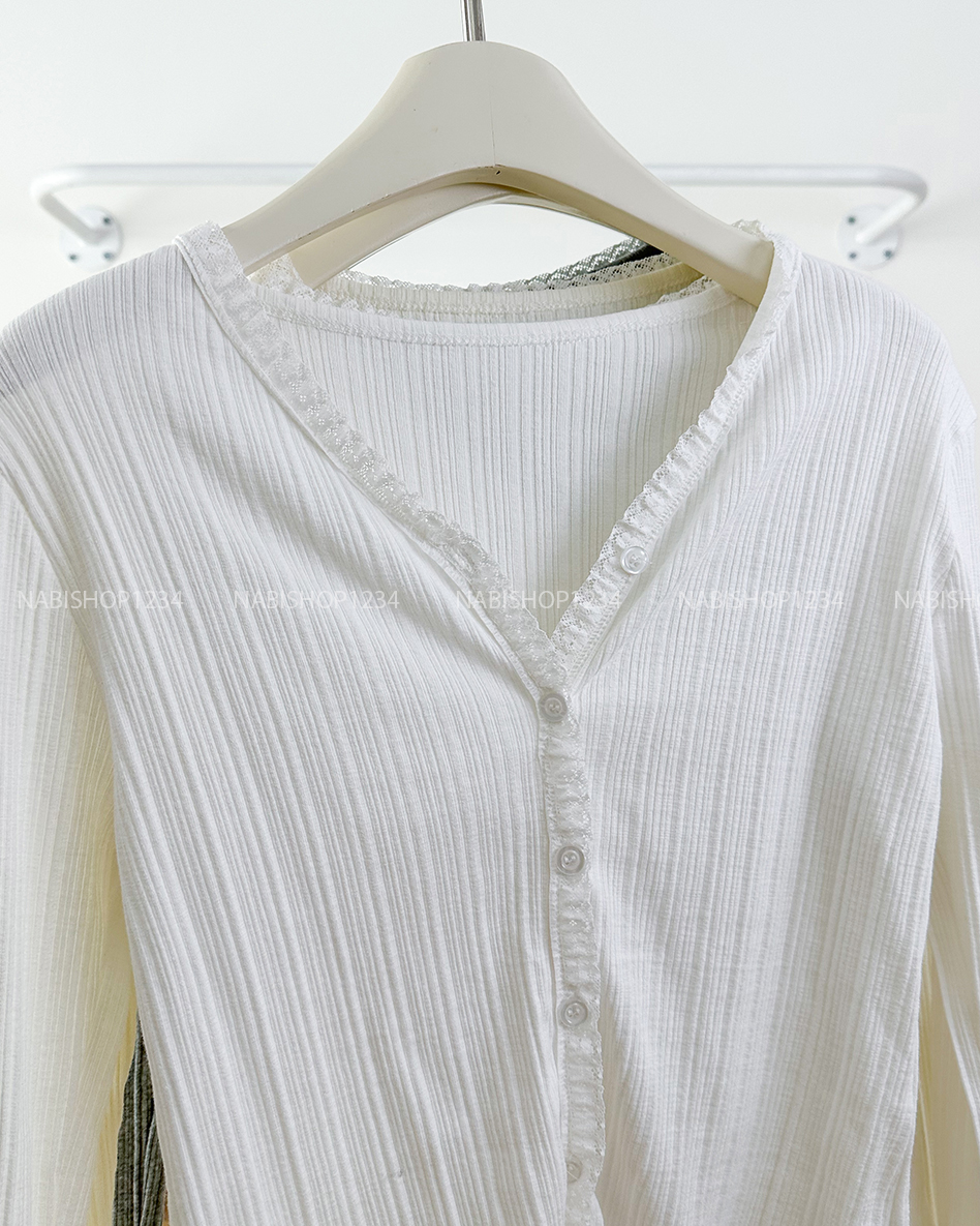 Áo Len Số 119-M 6626 Cardigan Gân Viền Ren