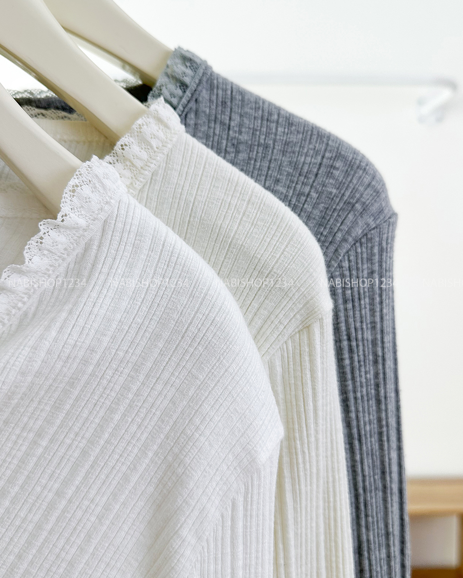 Áo Len Số 119-M 6626 Cardigan Gân Viền Ren
