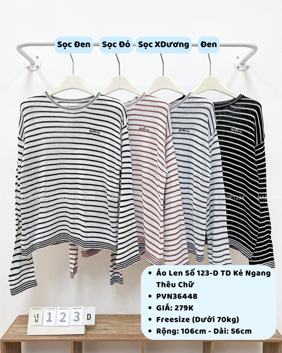 Áo Len Số 123-D TD Kẻ Ngang Thêu Chữ