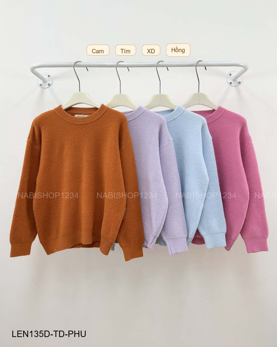 (G30K) Áo Len Số 135-D TD Trơn Tag Cổ Lai Bo